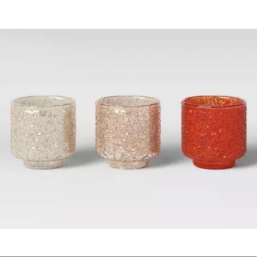 OPALHOUSE NEW 3pk glass votive candleholders -red
